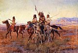 Four Mounted Indians by Charles Marion Russell